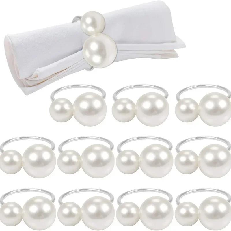 96Pcs Small Large Pearl Napkin Ring Frame, Metal Napkin Ring, Wedding Party, Holiday Banquet, Christmas Dinner, Decorative Gifts