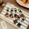 6Pcs Lovely Chocolate Coffee Bag Charm Pendant Couples Backpack Purse Decoration Cartoon Black Cat Keychain For Women Gift