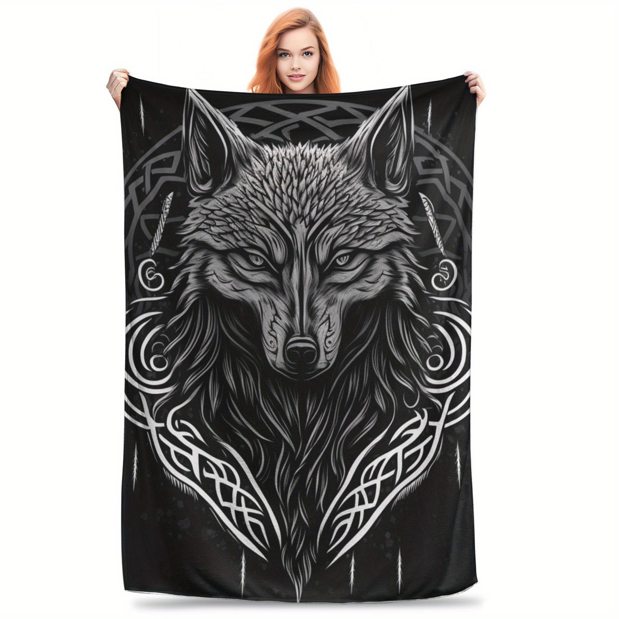 

Фланелевое одеяло с принтом волка викинга, мягкое, теплое, всесезонное, накидка для дивана, офиса, кровати, кемпинга, идея для подарка 30x40in