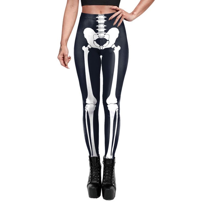 Halloween 3D Skull Print Pants Halloween 3D Skull Print Ankle Tight Leggings