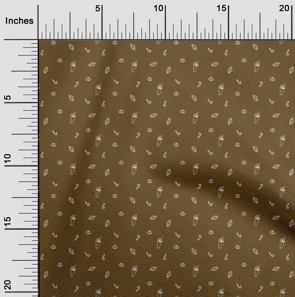 oneOone Cotton Flex Brown Fabric Food Dessert Dress Material Fabric Print Fabric By The Yard 40 Inch