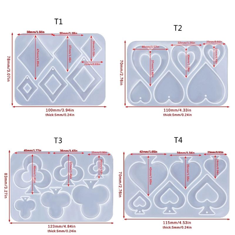 Playing Card Earring Silicone Mold Resin Pendant Mould Epoxy Casting Craft Decor