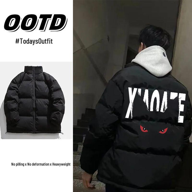 Unisex Autumn/Winter Thickened Cotton Padded Jacket with Letter Print
