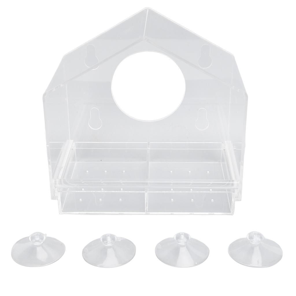 Window Bird Feeder Plastic Drop Proof Cute Transparent Bird House with Suction Cups for Home