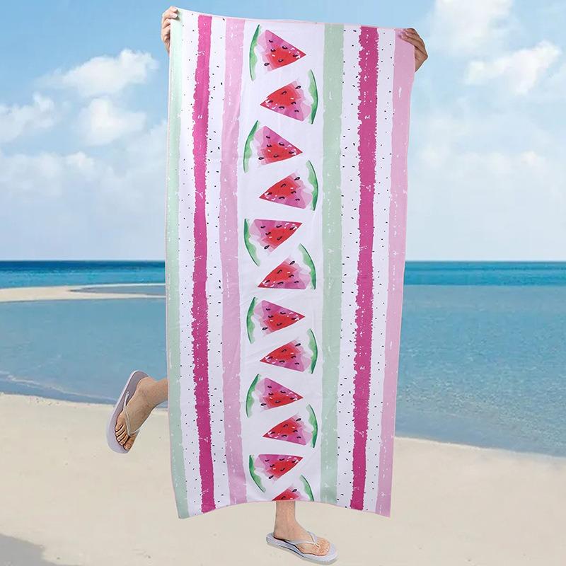 Blue Floral Print Beach Towel Polyester Quick Dry Sand Free Large Bath Towels for Summer Pool Swimming Vacation Travel Blanket
