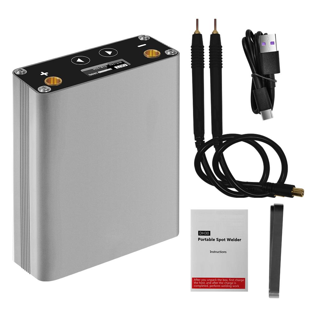 

Точкове зварювання Регульоване 30 передач OLED екран 5000 мАг ліпо Включено Для Макс 0,15 мм Нікелева стрічка Портативне точкове зварювання DH-30