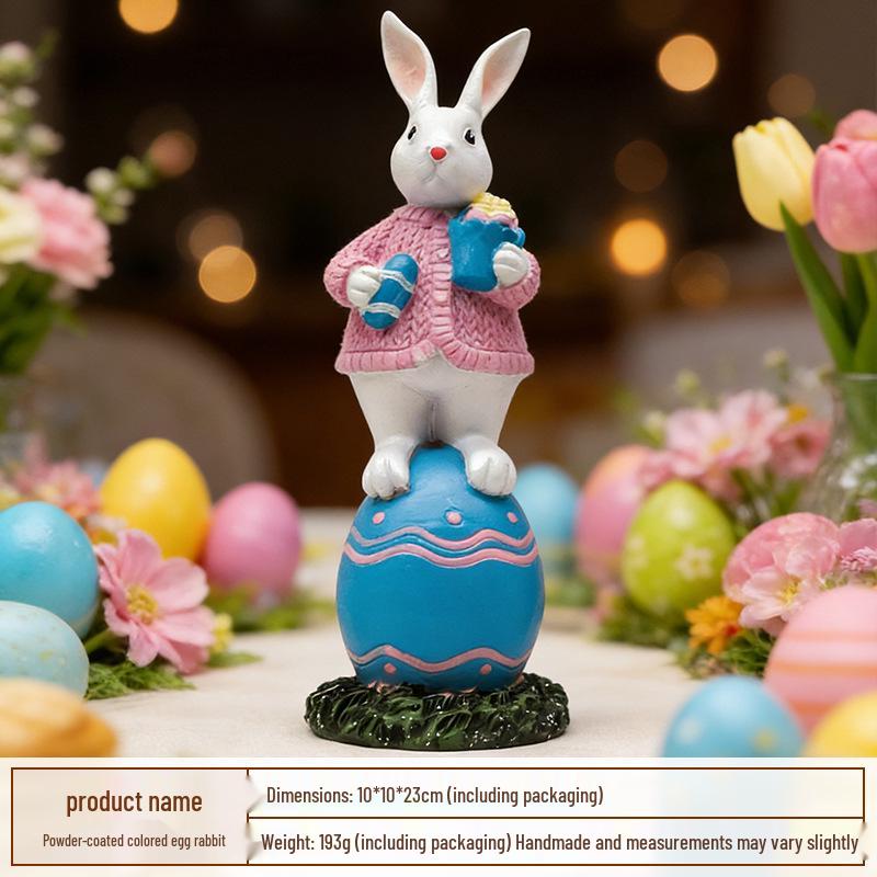 Adorable Easter Bunny Statue with Heart - Girly Desktop & Home Decor