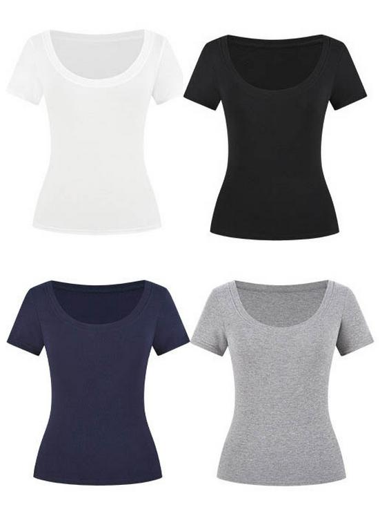 Dámské letní žebrované bodycon tričko s U výstřihem