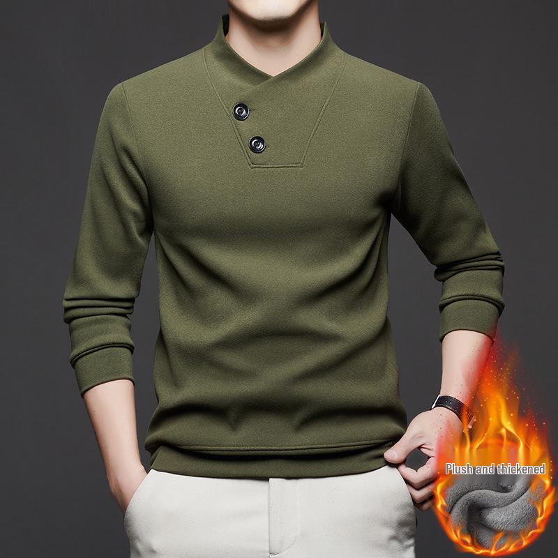 

Men s Winter Thickened Velvet Hoodie with Scarf Collar - High-Quality, Casual, Versatile Style M армія зелений колір