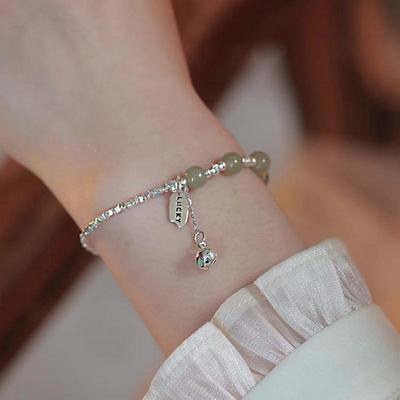 Summer 2024 Hetian Jade & Silver Bell Bracelet: Light Luxury, Exquisite Retro Chinese Style for Women