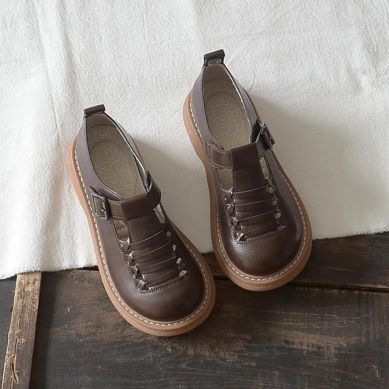 Fashion Original Mori British Small Leather Shoes Female Thick Bottom Student Mary Jane Round Toe Shallow Mouth Wild Flat Single Shoes