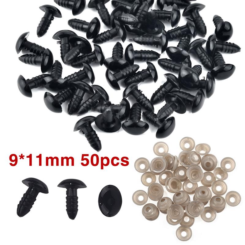 50 Stück Puppenzubehör Schwarze Kunststoff Plüsch Sicherheitsnasen Amigurumi Für DIY Lustige Spielzeugaugen Nasen Anima Zubehör Basteln