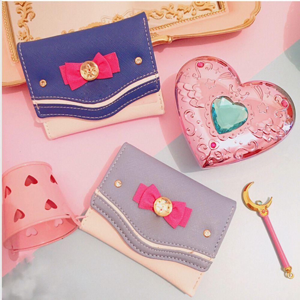 Sailor Moon Wallet Purse Candy Color Bow Knot Women Clutch Bag PU Leather Card Coin Purse
