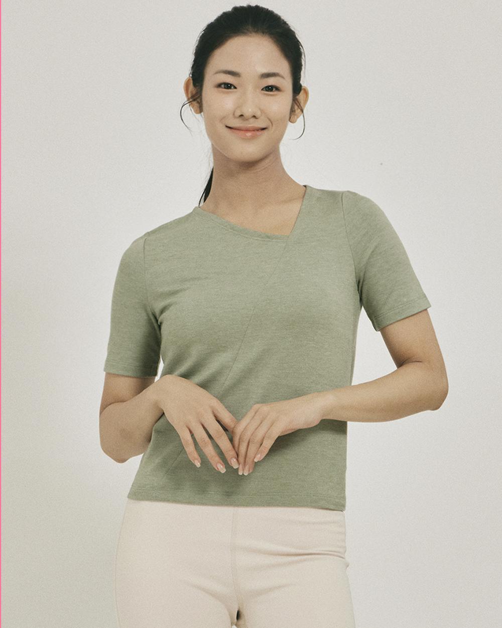 Formative (Fm40522) Asymmetrical Neck Short Sleeve_Forest Melange L