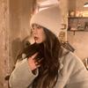 Rabbit Fur Hat, White Wool Hat, Women's Autumn and Winter Warm Fashion Versatile Leisure Student Cold Hat Han