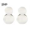 Thin Metal Sheet Earrings Chunky Circle Dangle Earrings, Geometric Stud Double Scratch Resistant Round Disc Large Jewelry for Women Elegant Simple