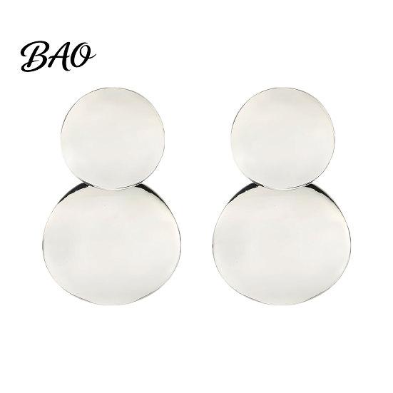 Thin Metal Sheet Earrings Chunky Circle Dangle Earrings, Geometric Stud Double Scratch Resistant Round Disc Large Jewelry for Women Elegant Simple