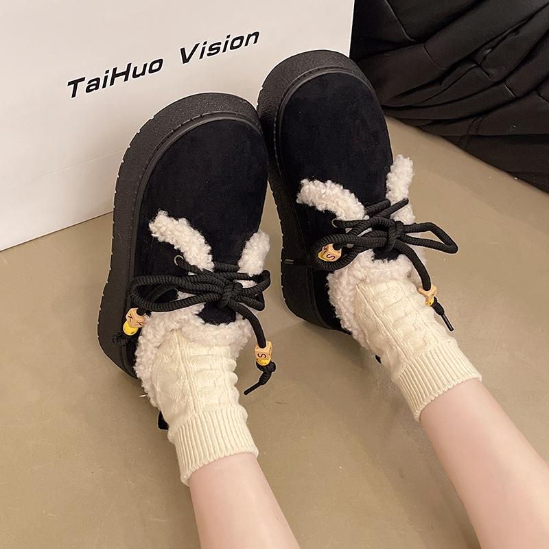 Fashion Women's Versatile Snow Boots New Lace-up Winter Thickened Warm Non-slip Student Boots Heightened and Lightweight Short Boots