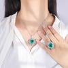 Wish European and American style retro simulation grandmother green heart-shaped pendant ring set main stone 15 * 15