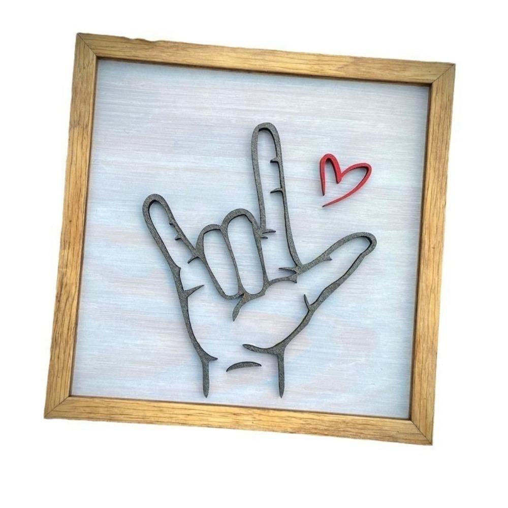 

Hand Symbol I Love You Sign Language Wall Art Love Sign Photo Frame Wall Decoration Painting Home 1pc