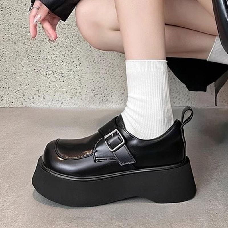 British College Style Small Leather Shoes JK Uniform Single Shoes Women's Spring New Muffin Thick Sole Increased