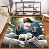 Peaceful Shepherd with Lambs Non-slip Rug Suitable for Living Room and Bedroom Sofas.