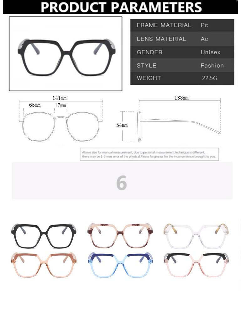 Eye Glasses Frame Fashion Casual Plain Glasses Anti Blue Light Retro Square Eyeglasses Without Degrees Colorful Frame Eyewear