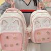 Schoolbag Japanese Ins Cute Cat Double Shoulder Female Pain Bag Transparent New Large-capacity Schoolbag Junior High School Backpack