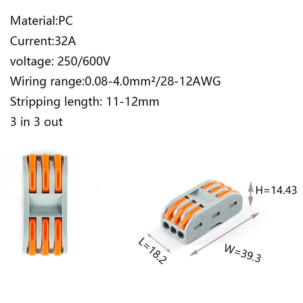 10pcs Mini Mini Quick Wire Connector PCT-221/222/223/224/225 Universal Compact Electric Push-in Connectors Quick Terminal Block