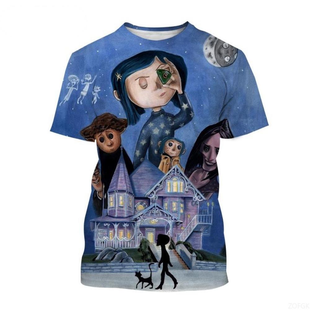 Neuer Sommer 3D Cartoon Horror Anime Mode Print Lässig Personalisiert Rundhals Bequem Kurzärmelig