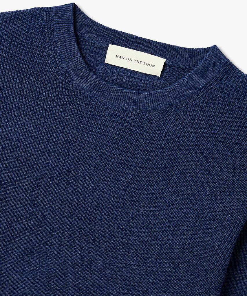 MAN ON THE BOON Linen Blend Crewneck Knit Pullover_Navy 4716113011