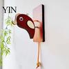 Rustic Entryway Decoration Wooden Woodpecker Door Knocker, Knocker with Pull Rope, Unique Housewarming Gifts Handmade Cute Doorbell for Shop