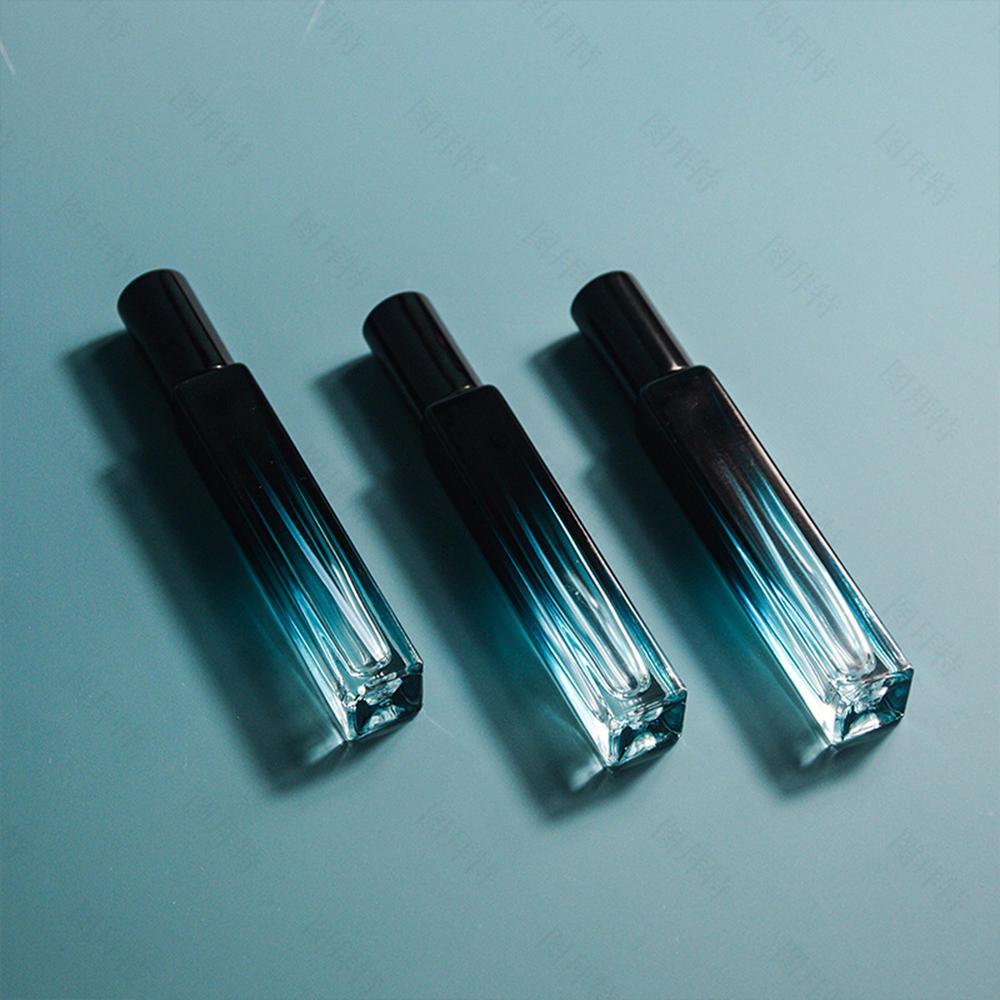 5ml/10ml Gradient Color Perfume Bottle Square Glass Spray Bottle Travel Portable Sample Fragrance Atomizer Refillable Container