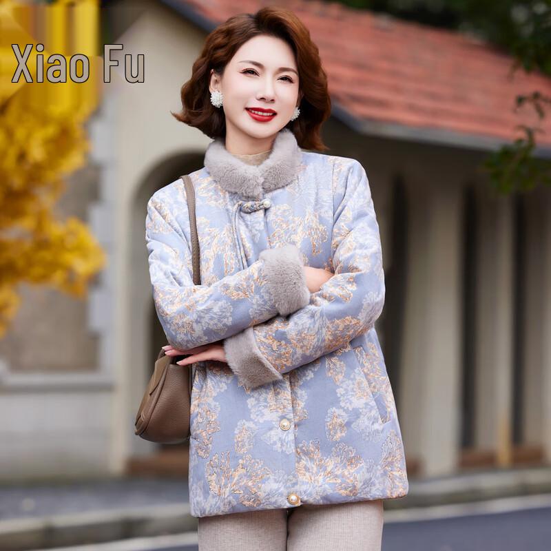 

Женская плюшевая утолщенная хлопковая куртка с цветочным принтом 4XL