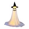Halloween Ghost Decoration with LED Light Large White Scary Light Up Ghost with Witch Hat for Outdoor Front Porch Yard Garden Lawn Home Decor