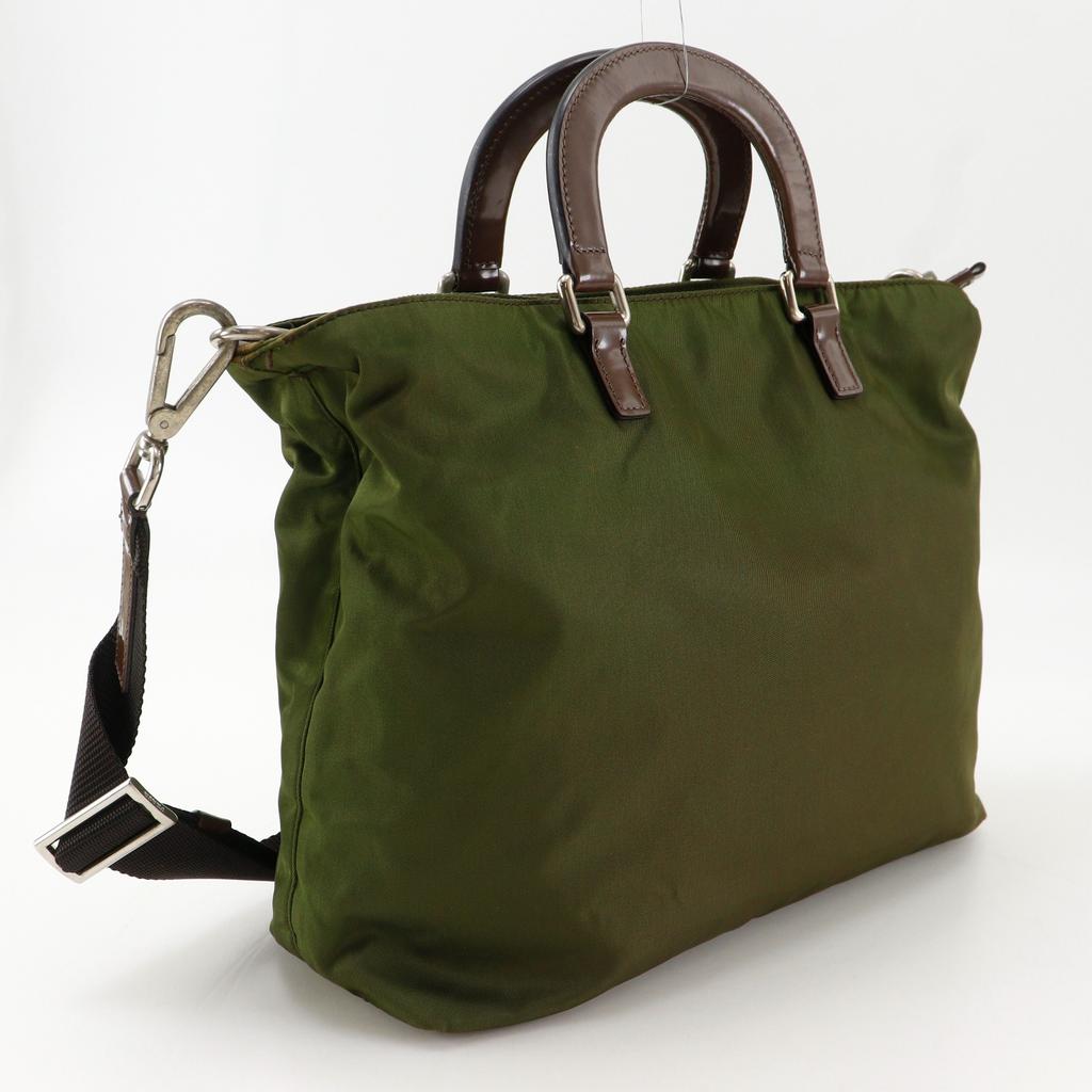Prada 2WAYShoulder Handbag BN1107 Khaki Nylon Women Used