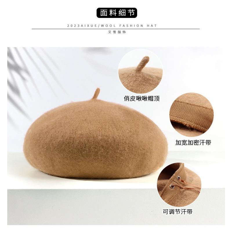 Women S Vintage Versatile Korean Style Small Face Mushroom Beret Hat Customizable