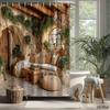 Cave Room Shower Curtain Rustic Stone Interior Print Waterproof Polyester Bathroom Decor Bath Curtain Set