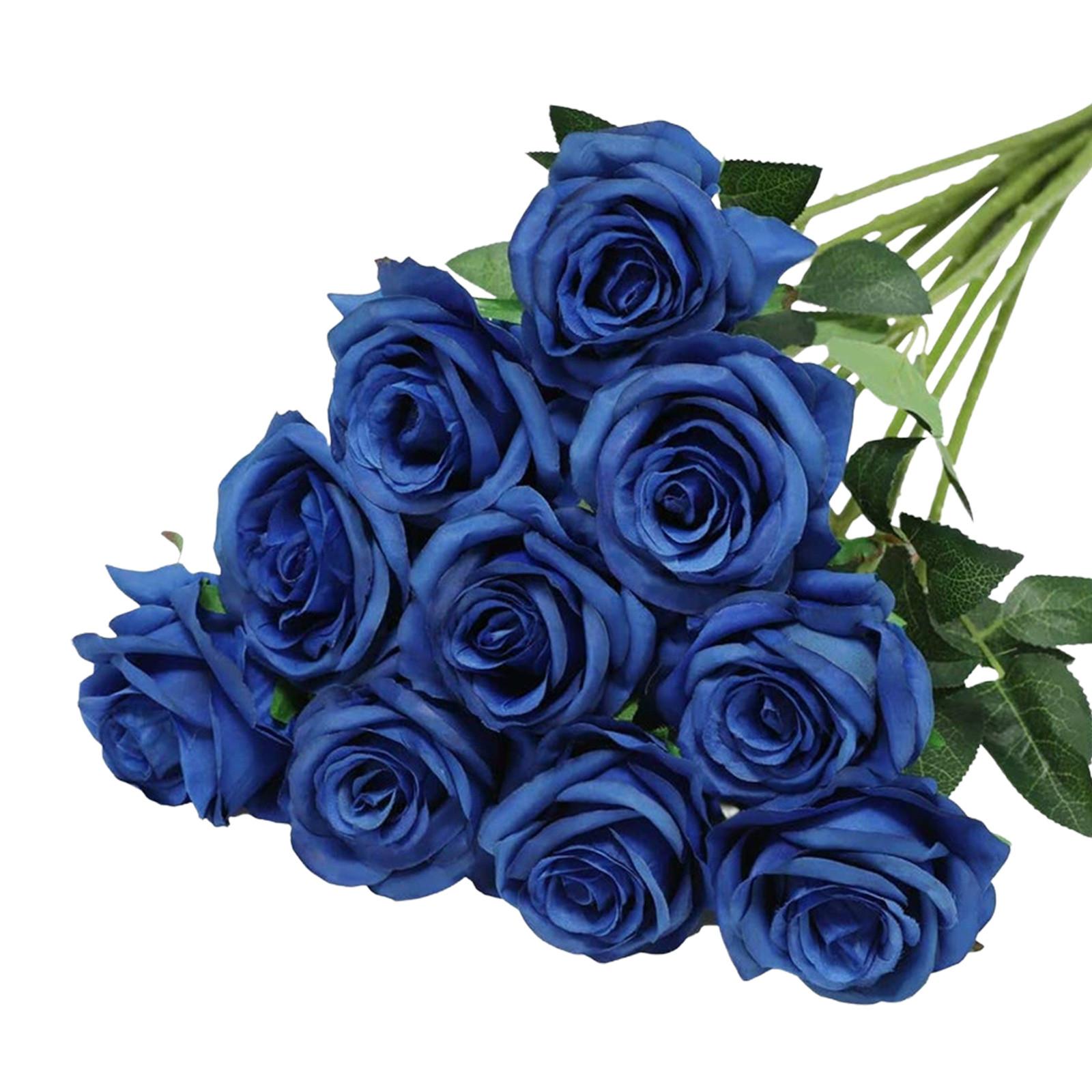 

Party Simulation Color Rose Artificial Simulation Plant Atmosphere Decoration Flowers 1set,10pcs One Size синий