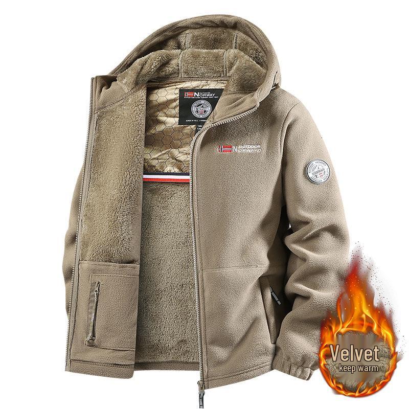 Unisex Fleece Lined Hooded Cotton Jacket - Thickened Casual Cardigan Style
