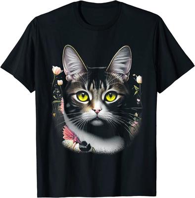 Super Cute Cat In of Flowers Design Great Unisex T-shirt