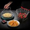 Multifuction Stainless Steel Deep Fry Basket Telescopic Foldable Frying Basket Kitchen Wire Mesh French Chip Frying Serving