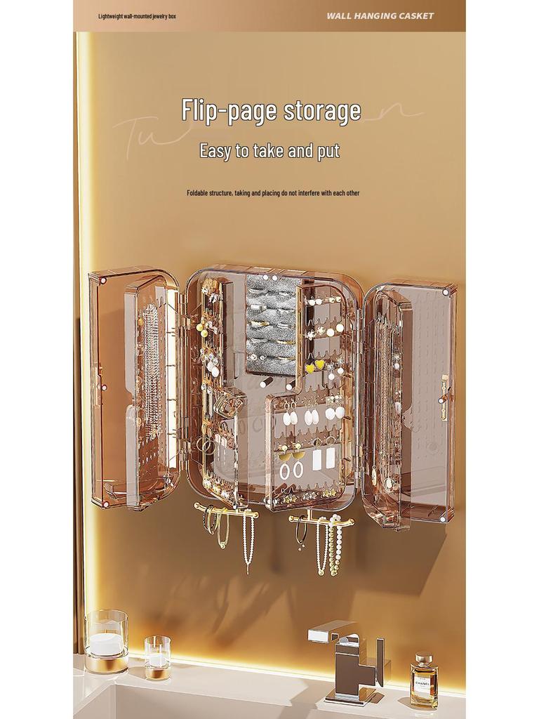 Wall-Mounted Large Jewelry Organizer: Stud Earrings, Necklace Display & Storage Box