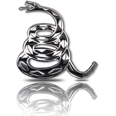 Dont Tread On Me Metal Car Sticker, Gadsden Flag Auto Emblem, 3D Snake Decal For Automotive, Truck, Motorcycle (Silver)