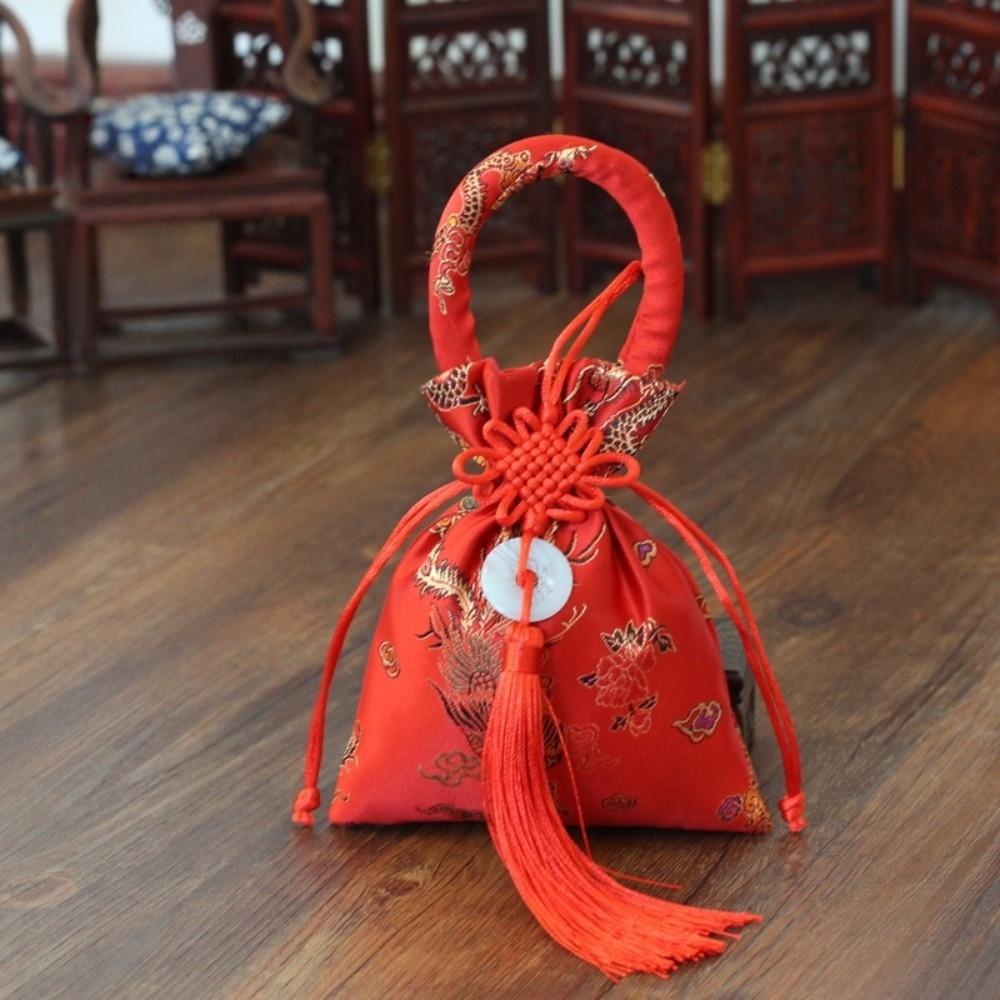 Dragon Chinese Knot Tassel Handbag Chinese Style New Year Bucket Bag Festive Sugar Bag  Outdoor