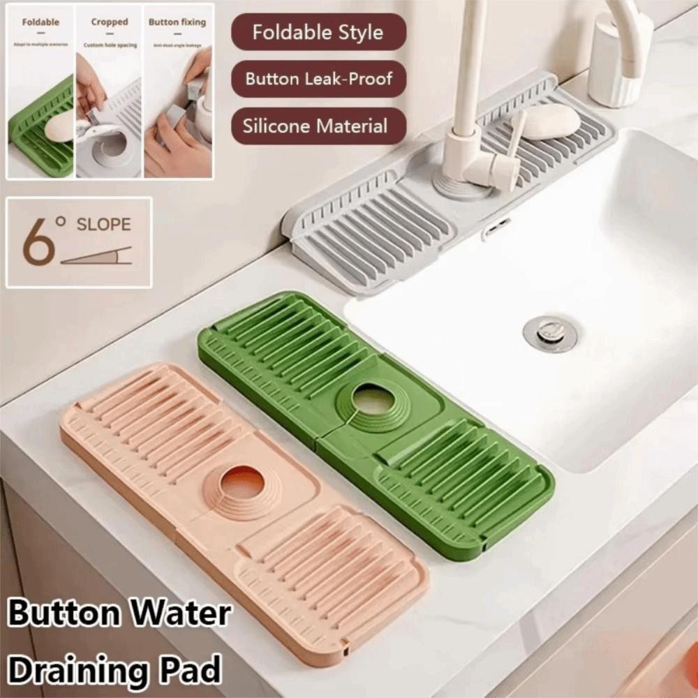 Slope Faucet Splash  Pad Quick Dry Water Drip Catcher Stable Silicone Sink Drying Mat  Kitchen