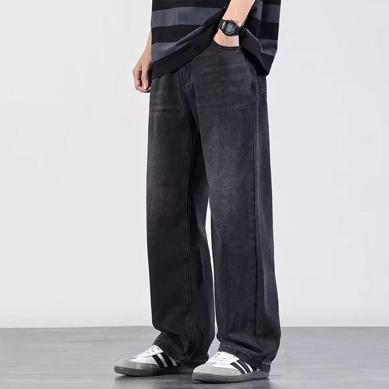 Light-colored Jeans Men's Spring and Summer Straight-leg Loose Men's Pants Wide-leg Pants Trendy Summer Jeans Men's