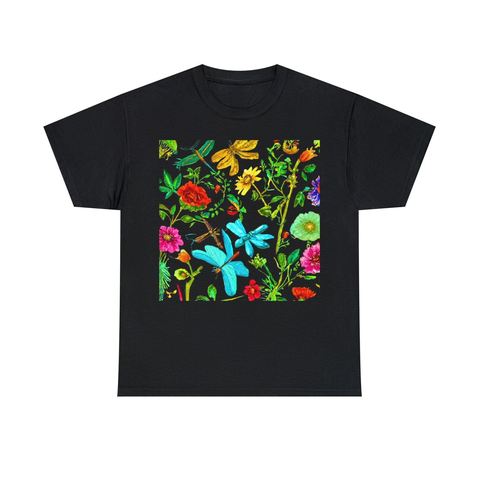 Black Floral and Butterfly Tee 100