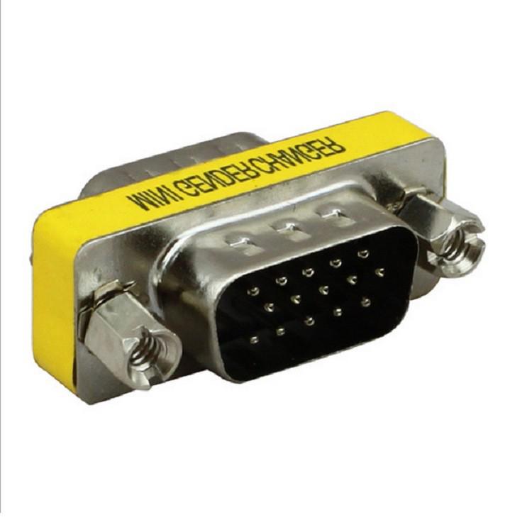VGA Male-to-Male Coupler: Two-Way Straight-Through Adapter жёлтый