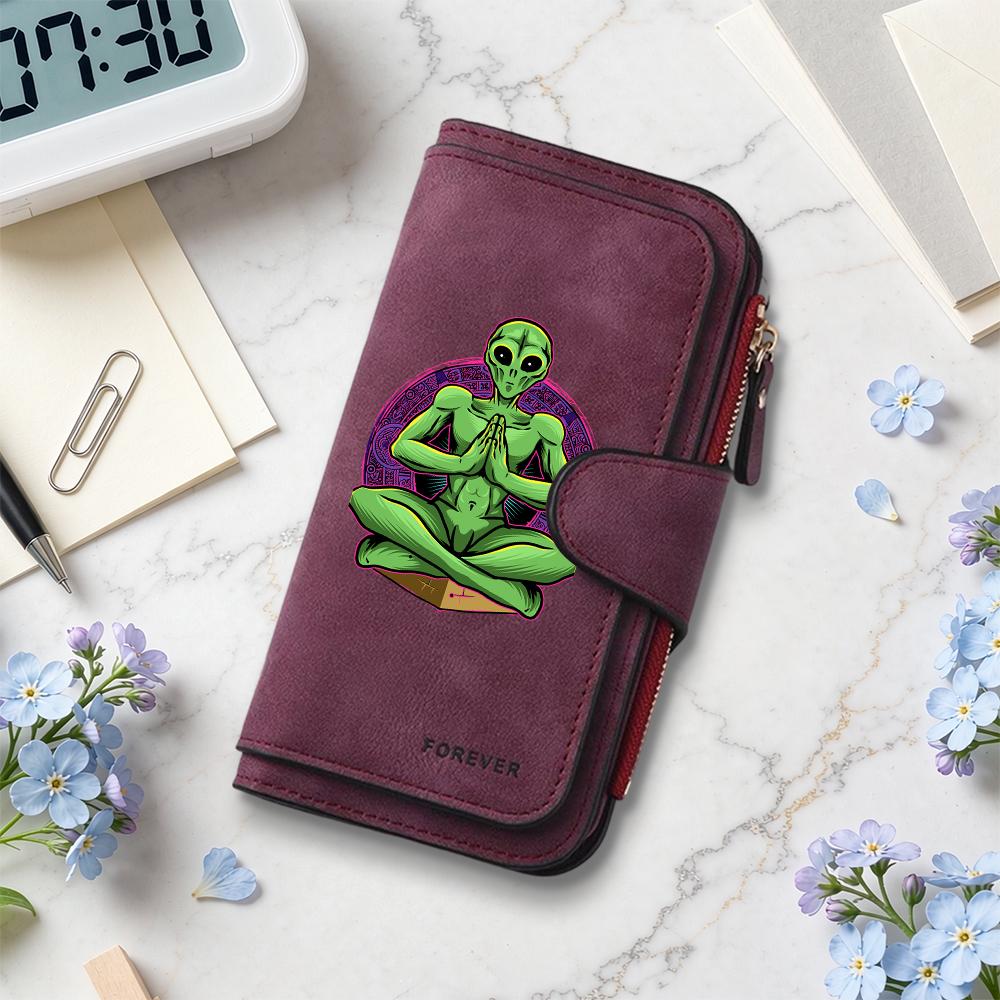 Alien Pattern Fashion Long Wallet Portable Casual Daily Card Holder Purse